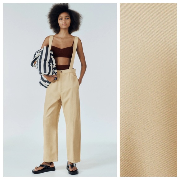 Nwt Zara Sand Highwaisted Pants With 